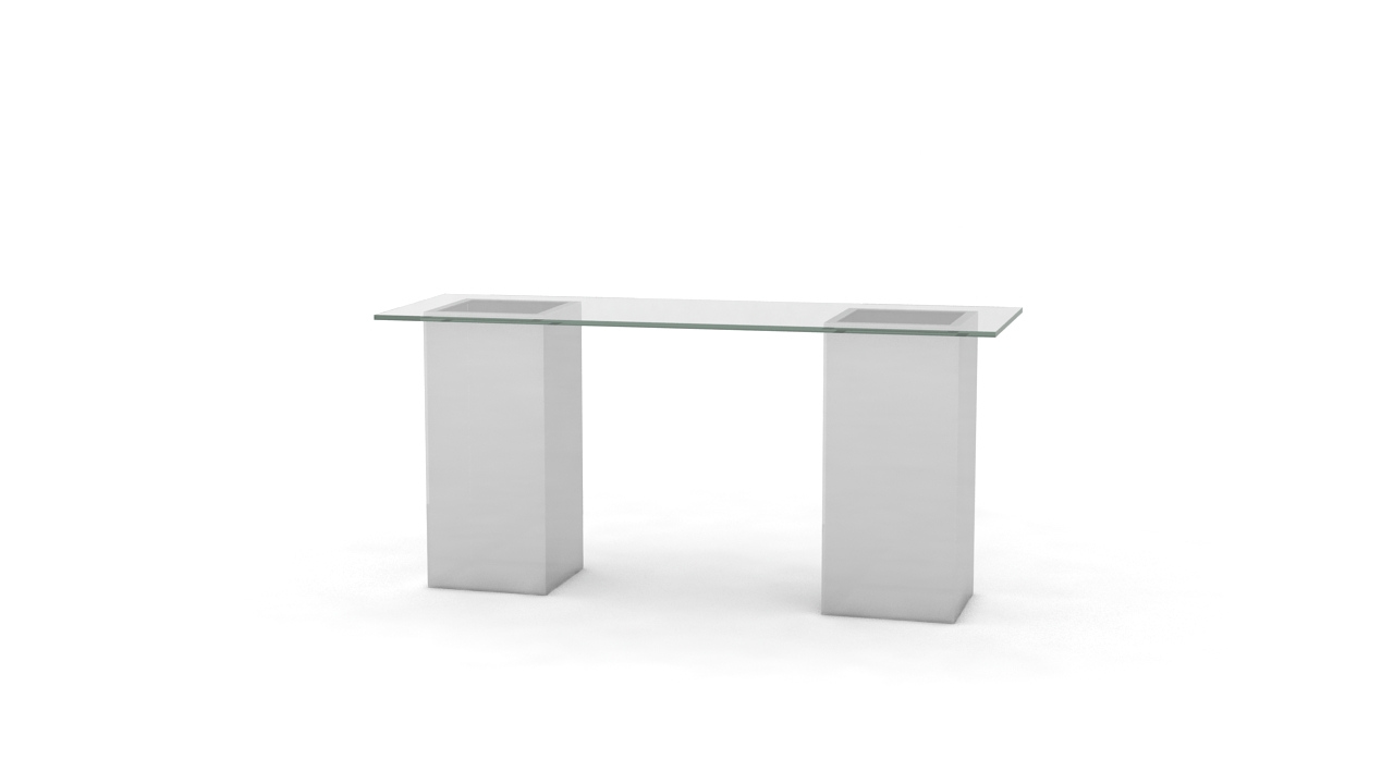 Steh / Hochtisch "Cube" Acryl milchig 240x80x110